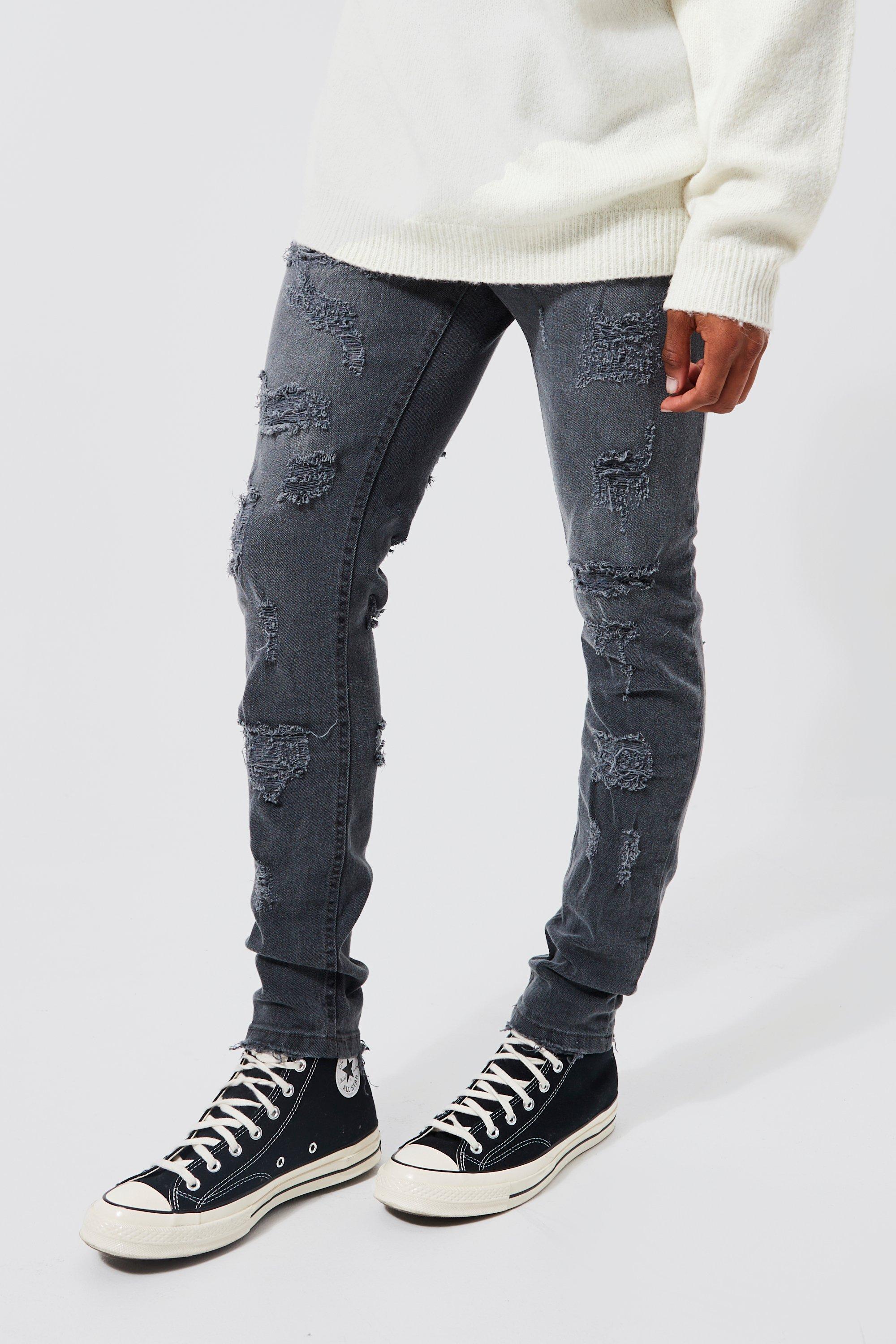 Boohooman black ripped hot sale jeans